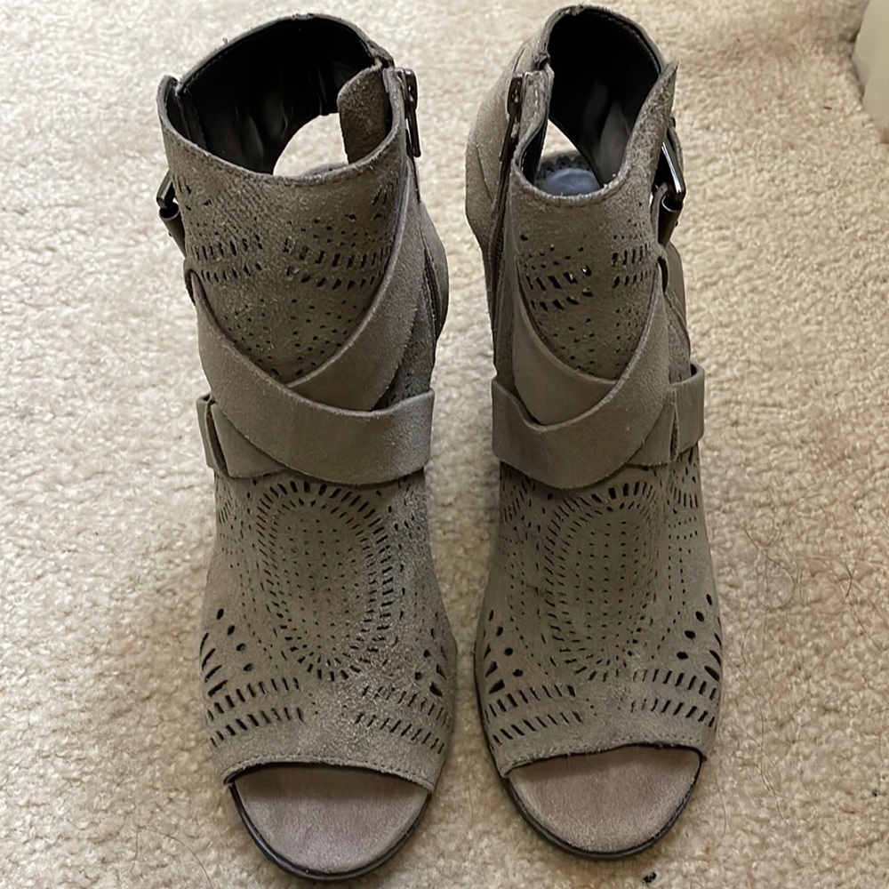 Naughty Monkey Grey Suede open toe boot
